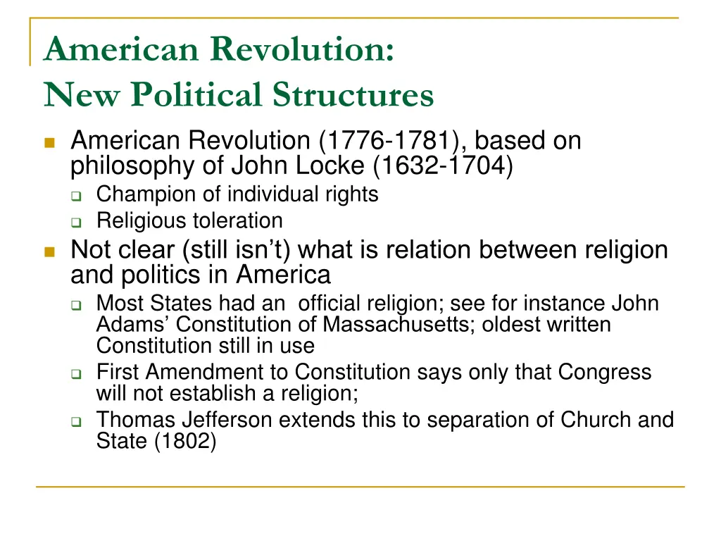 american revolution new political structures