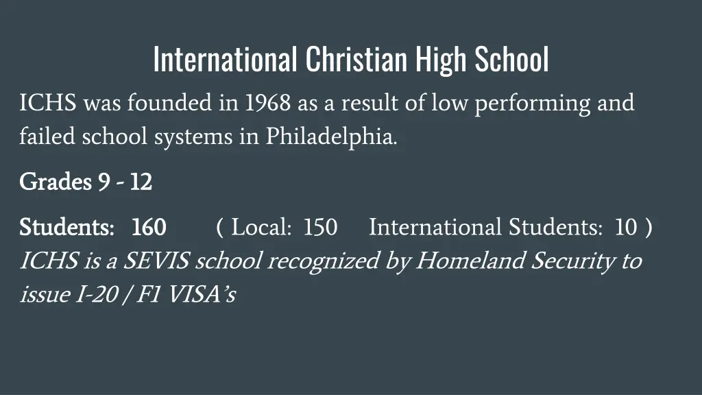 international christian high school ichs