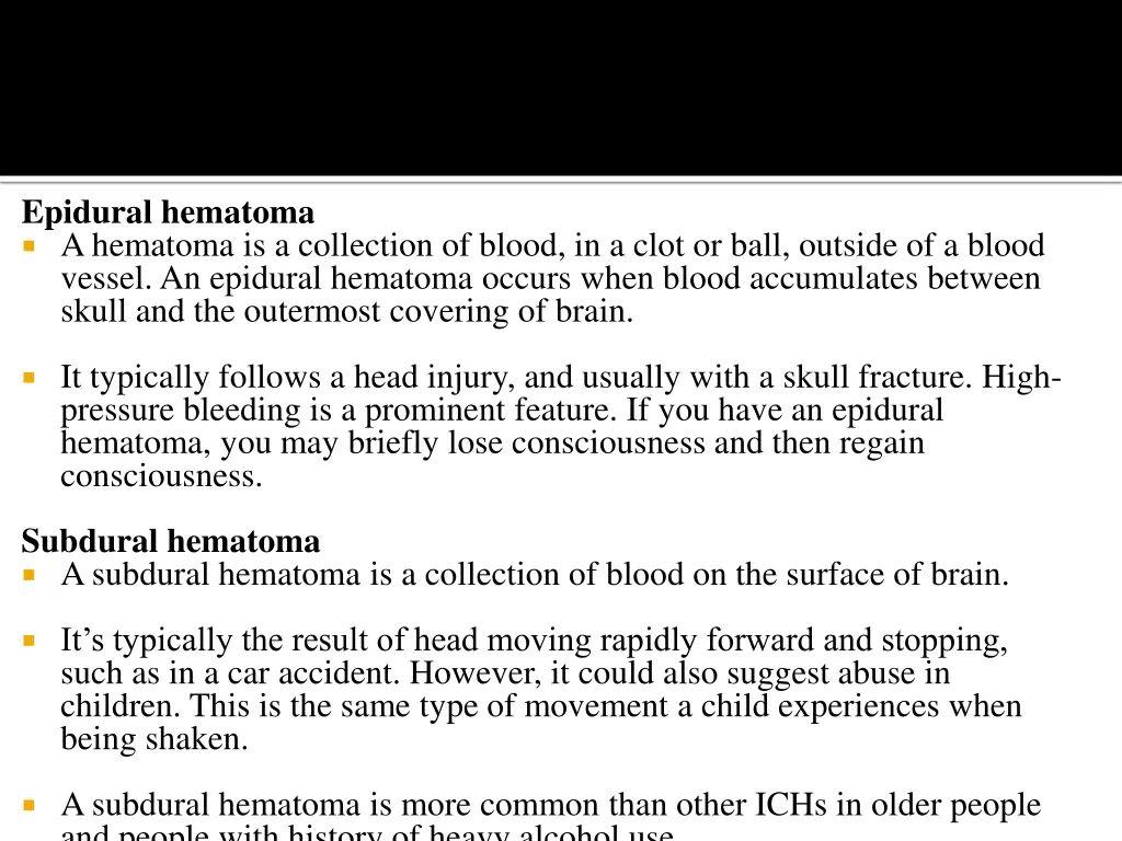 epidural hematoma a hematoma is a collection