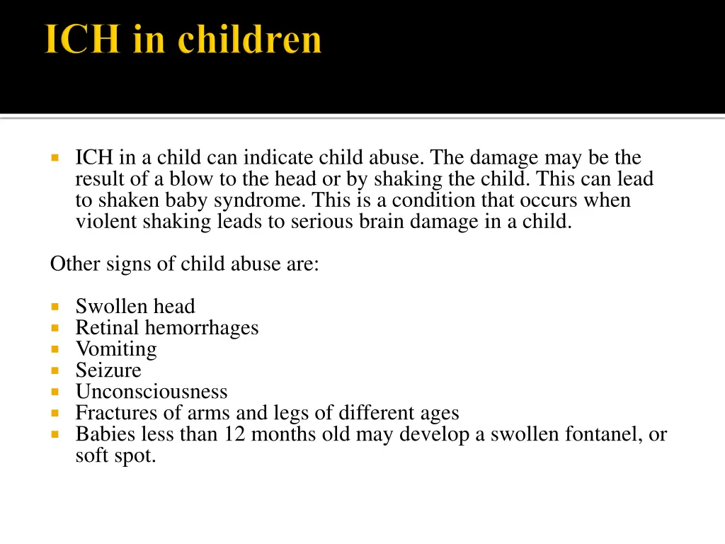 ich in a child can indicate child abuse