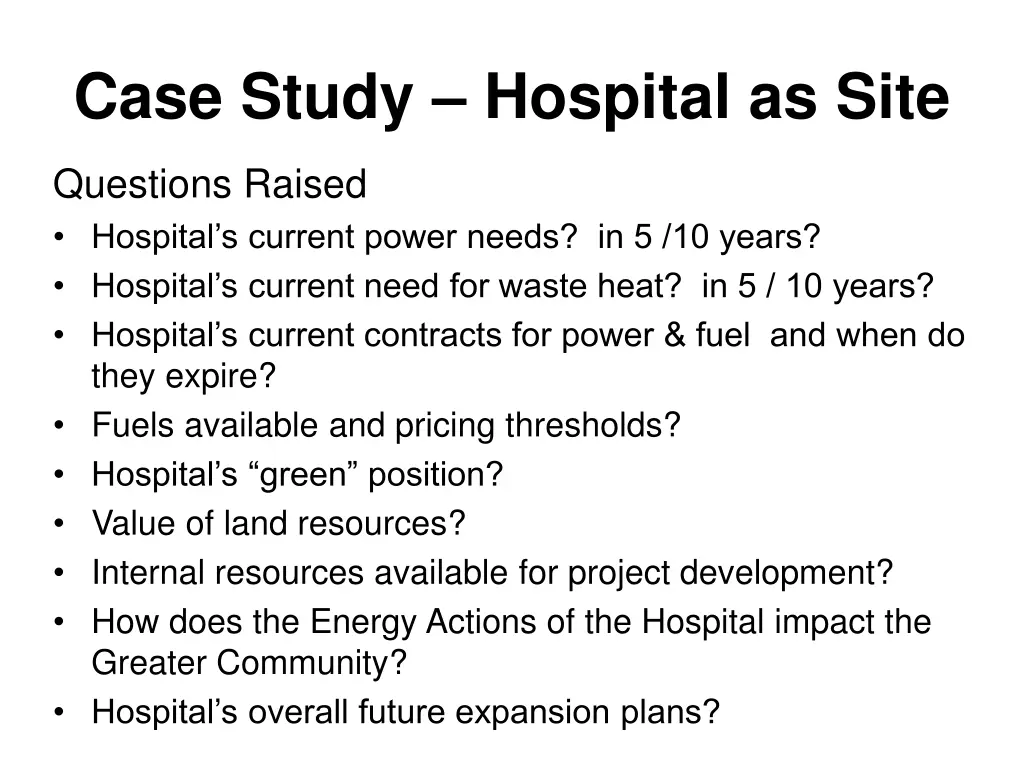 case study hospital as site