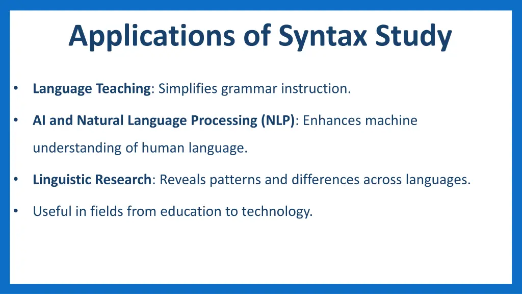 applications of syntax study