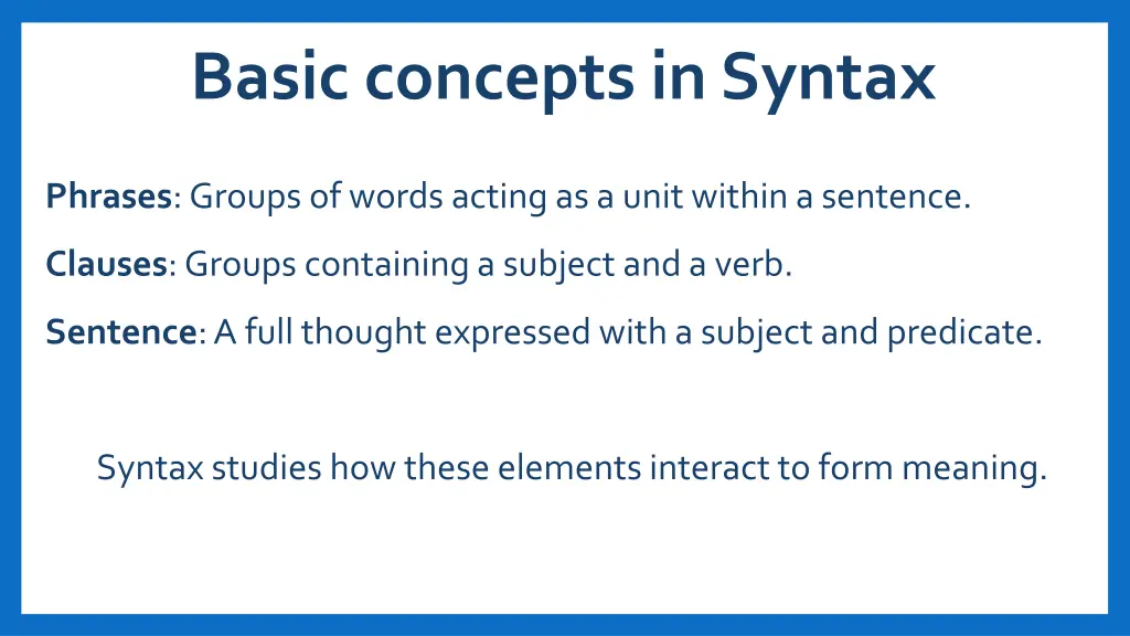 basic concepts in syntax