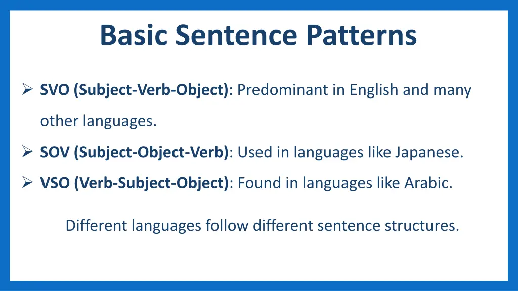 basic sentence patterns