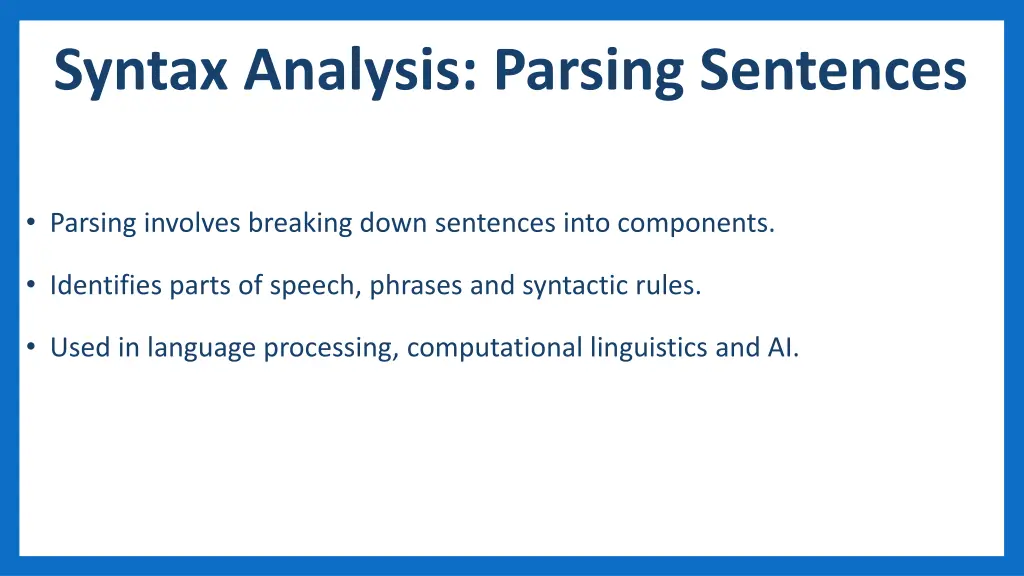syntax analysis parsing sentences