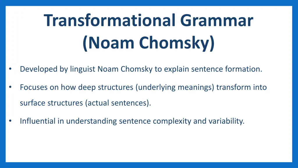 transformational grammar noam chomsky