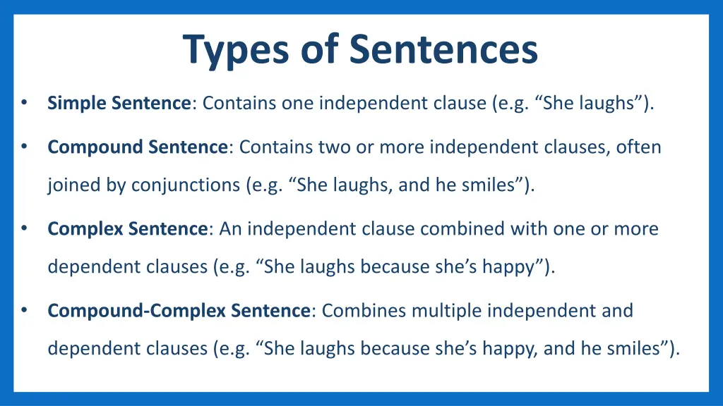 types of sentences