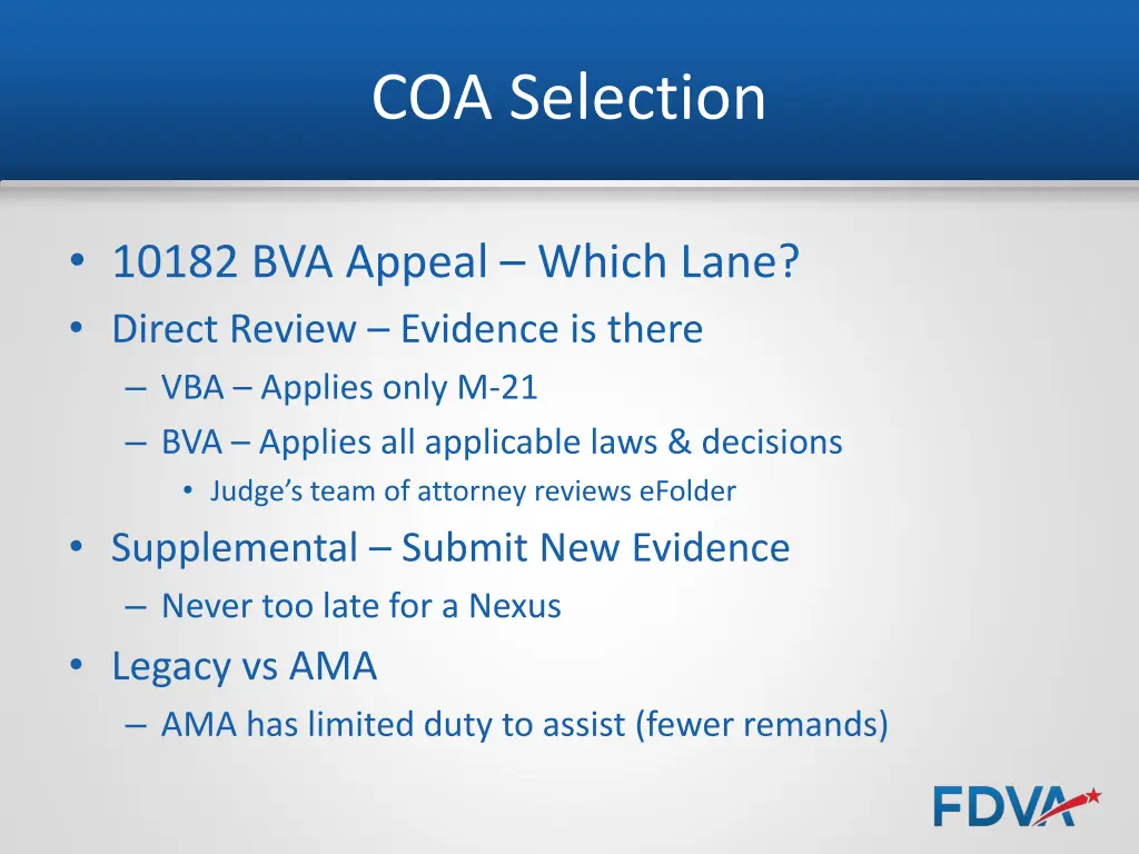 coa selection 1