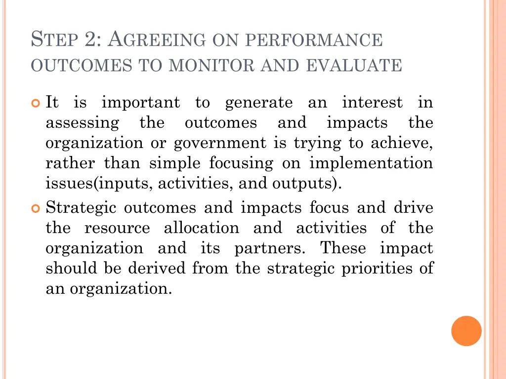 s tep 2 a greeing on performance outcomes