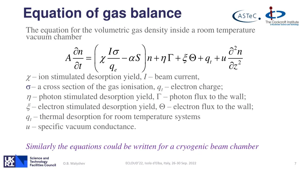 equation of gas balance