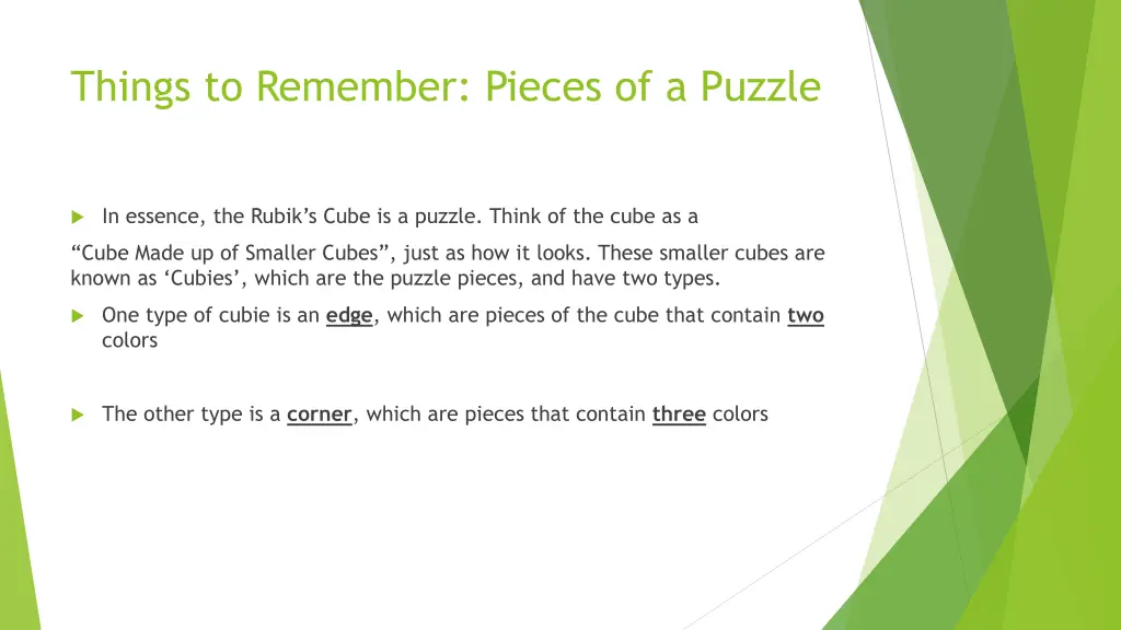 things to remember pieces of a puzzle