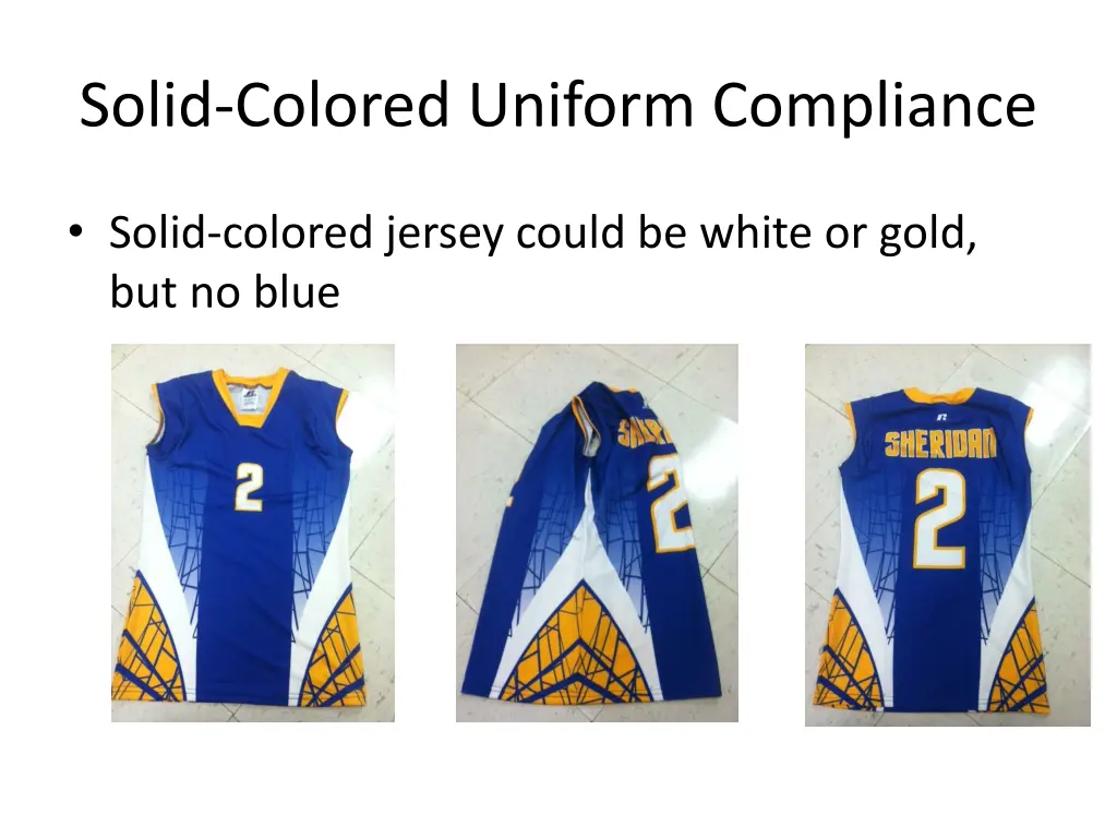 solid colored uniform compliance 3