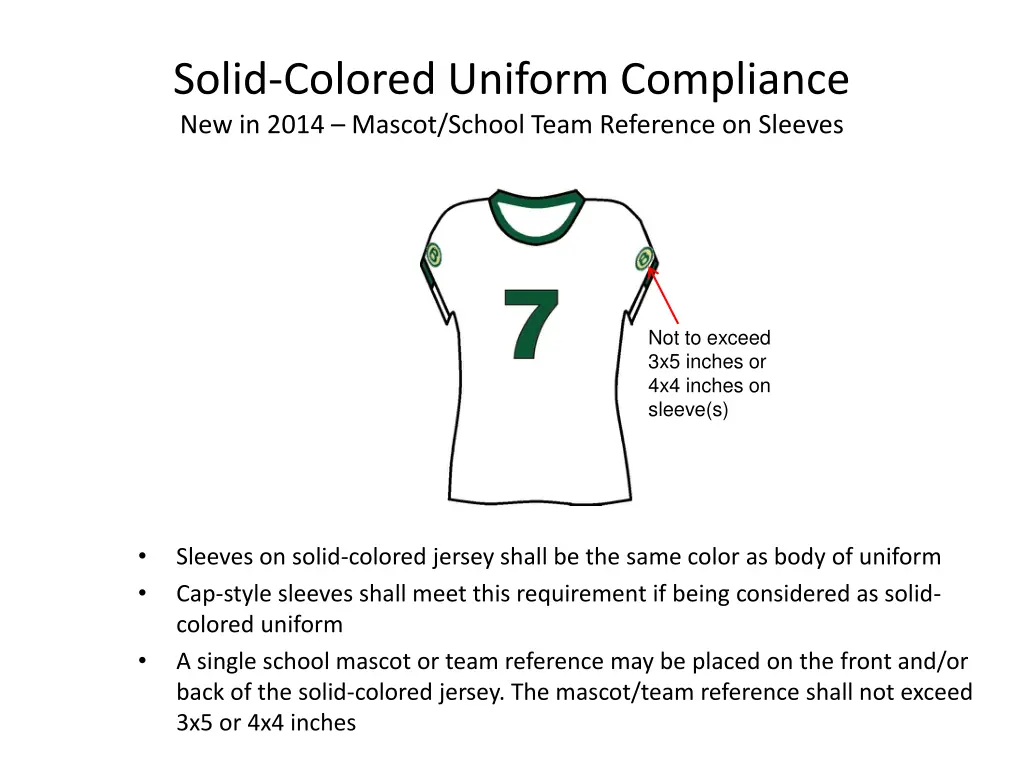 solid colored uniform compliance new in 2014