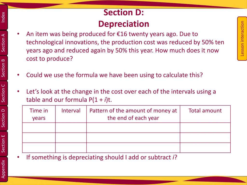 section d depreciation