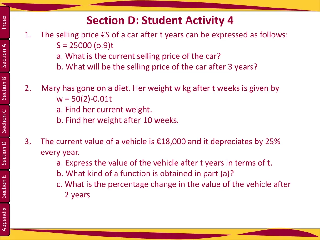 section d student activity 4 the selling price