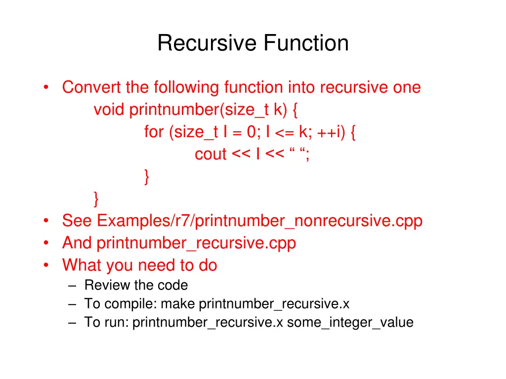 recursive function