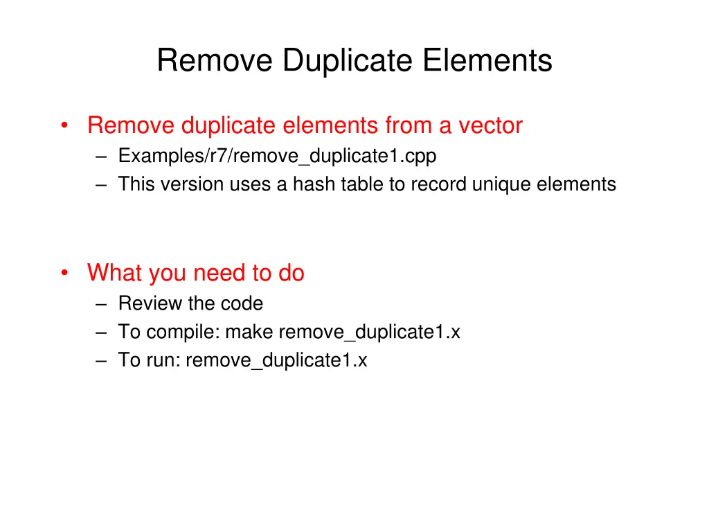 remove duplicate elements