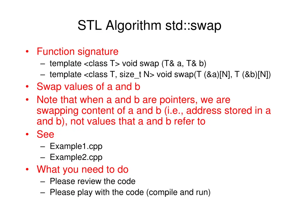 stl algorithm std swap