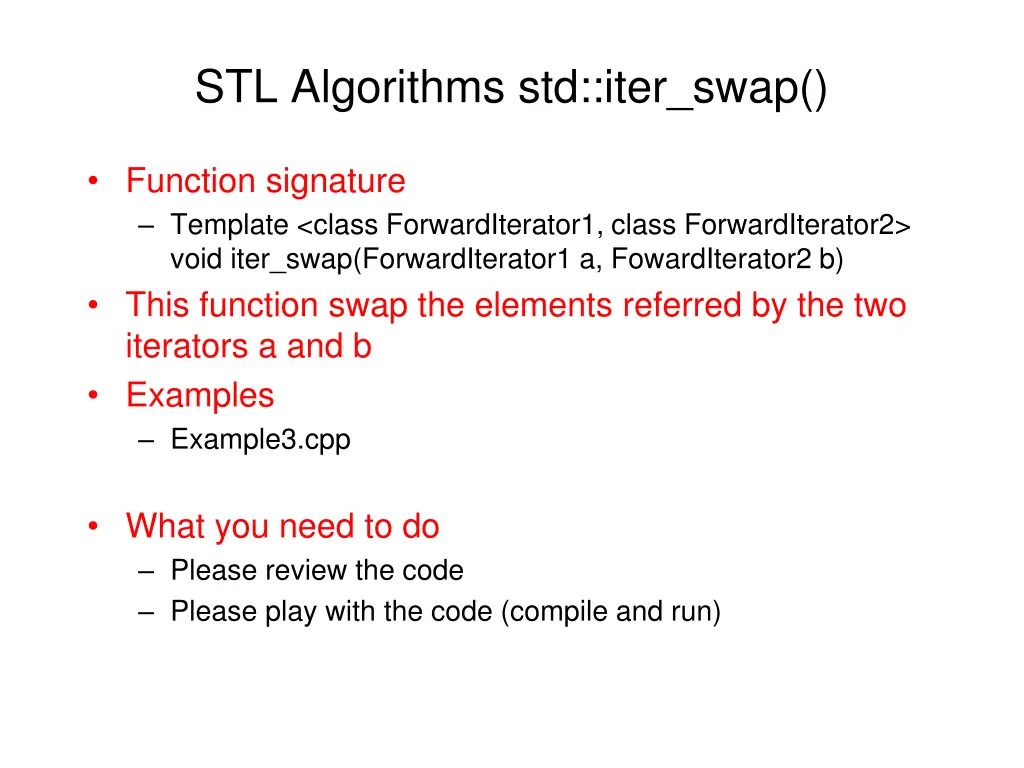 stl algorithms std iter swap