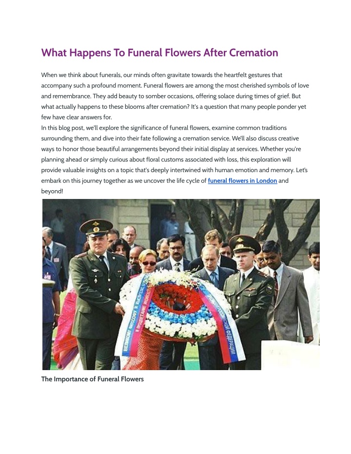 what happens to funeral flowers after cremation