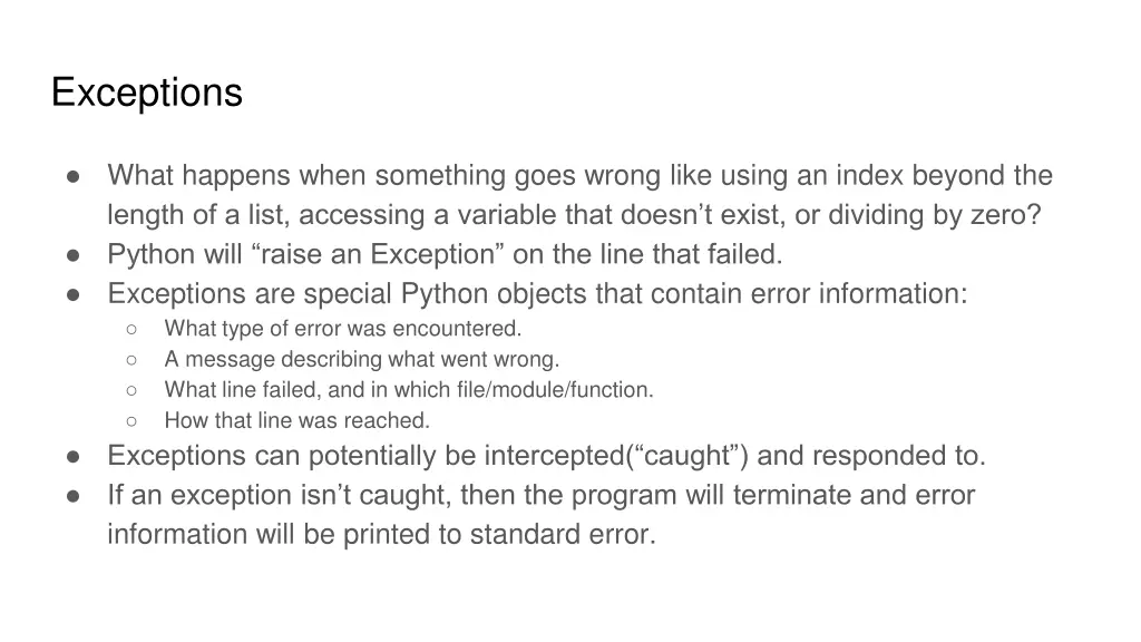 exceptions