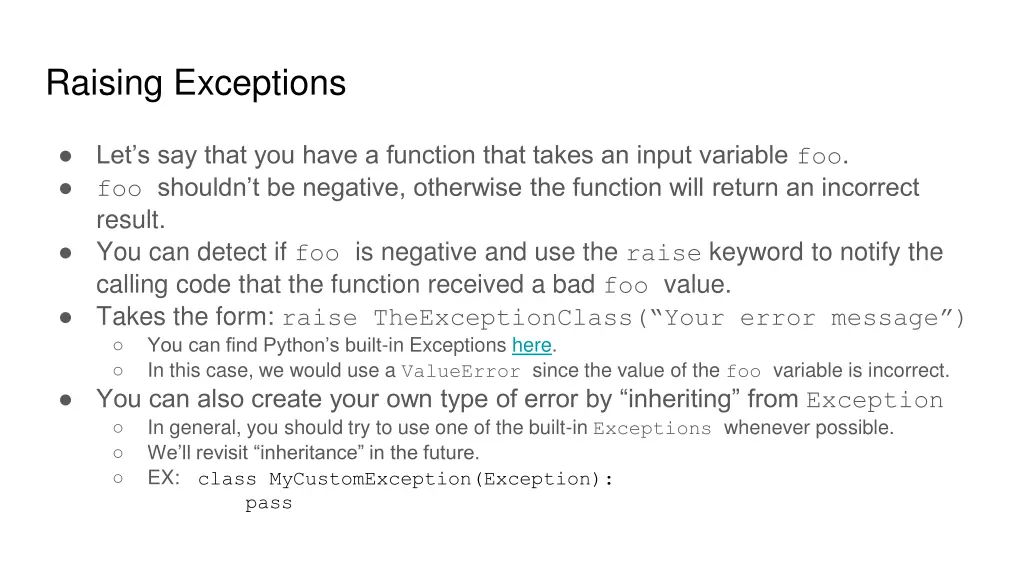 raising exceptions