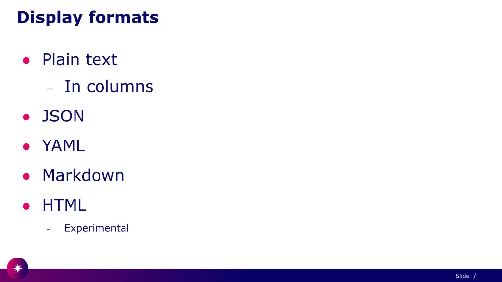 display formats