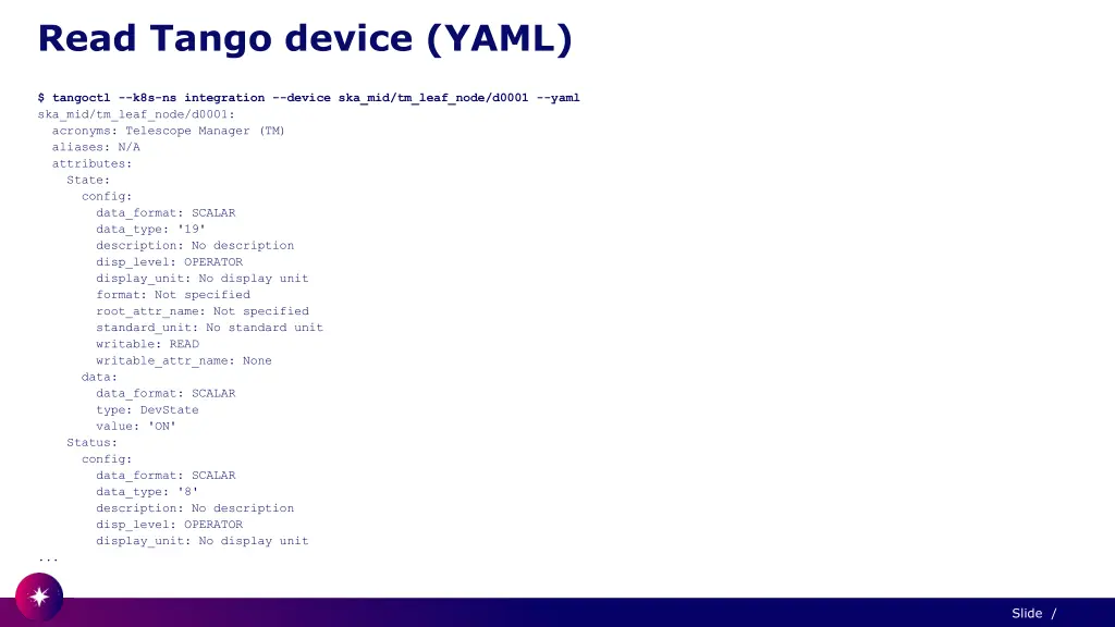 read tango device yaml
