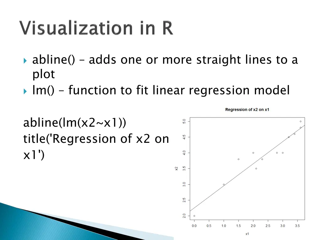 abline adds one or more straight lines to a plot