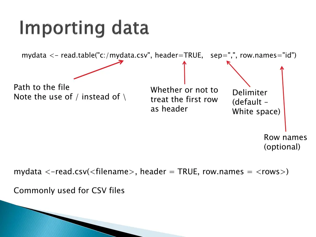mydata read table c mydata csv header true