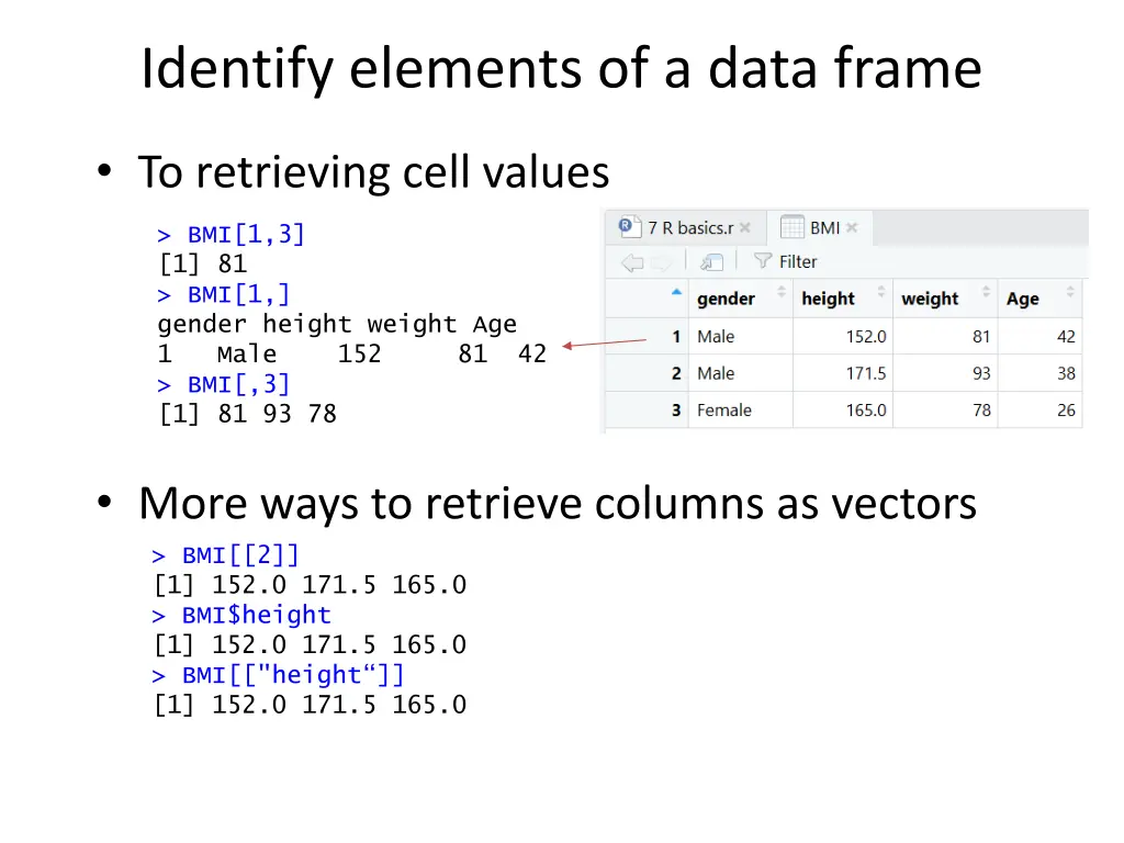 identify elements of a data frame