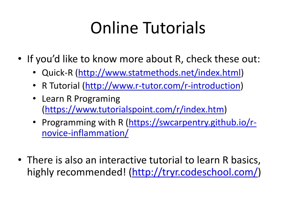 online tutorials