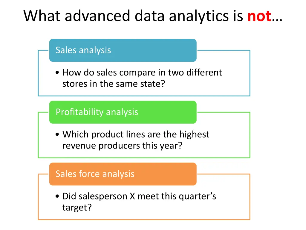 what advanced data analytics is not