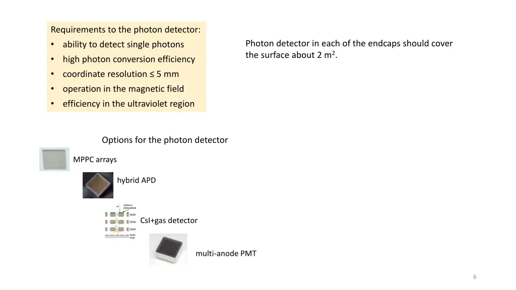 requirements to the photon detector ability