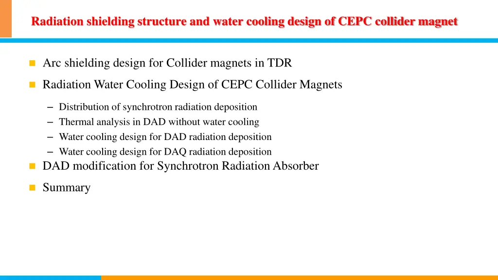 radiation shielding structure and water cooling