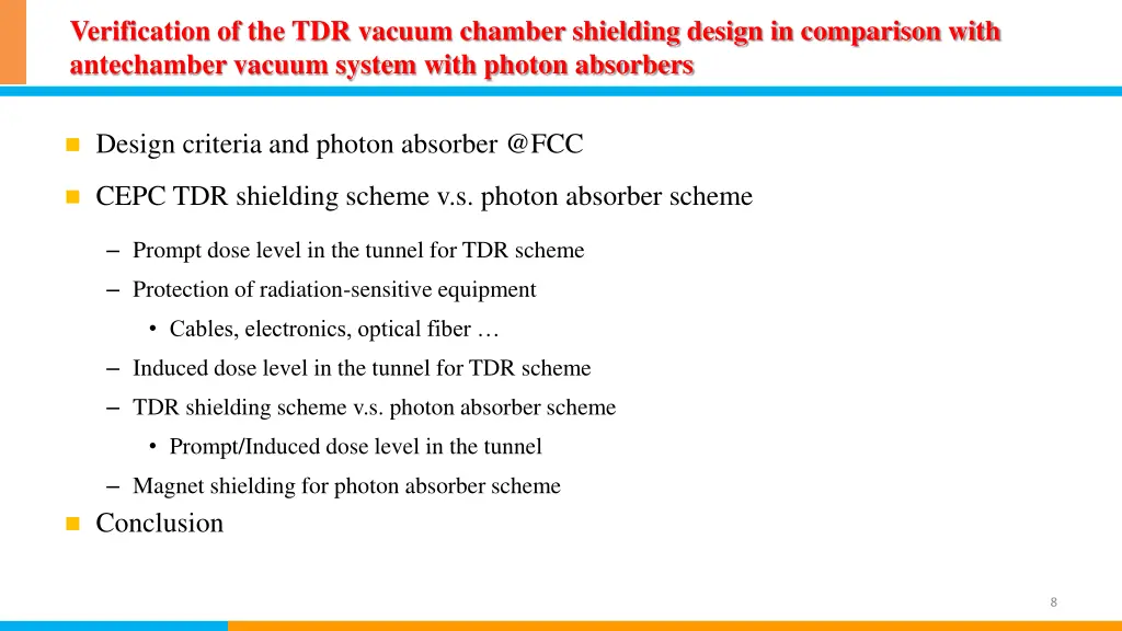 verification of the tdr vacuum chamber shielding 1