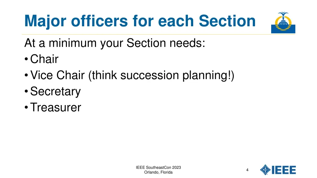major officers for each section at a minimum your