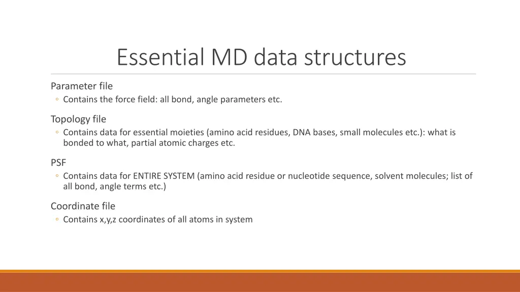 essential md data structures