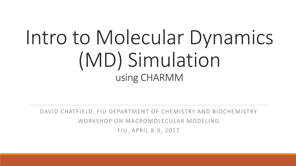 intro to molecular dynamics md simulation using