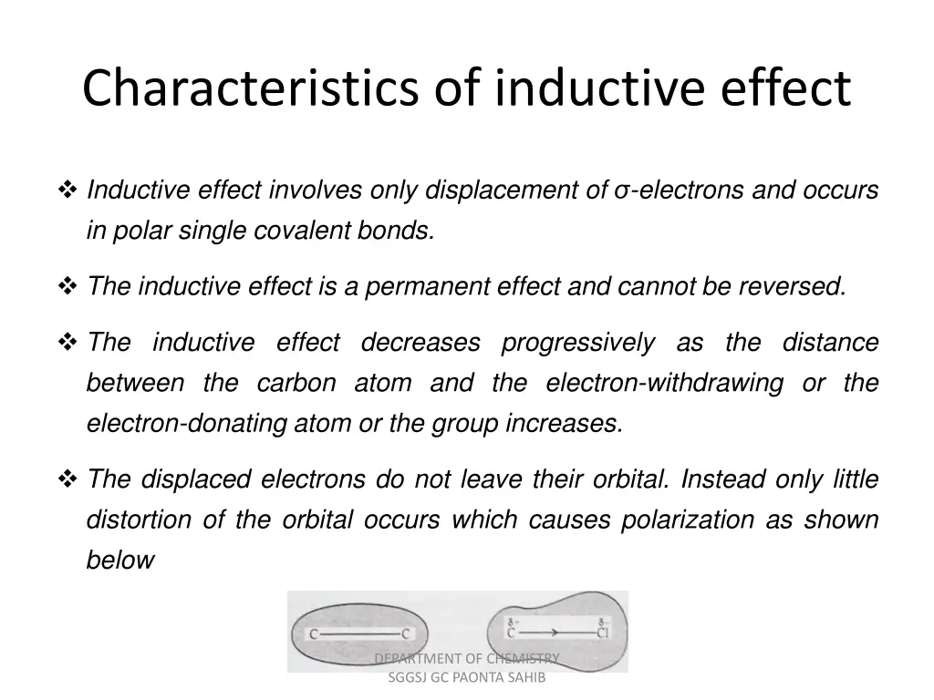 characteristics of inductive effect