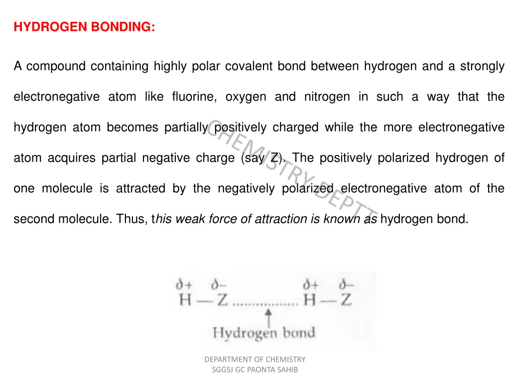hydrogen bonding