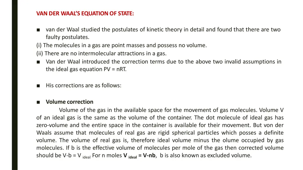 vander waal s equation of state