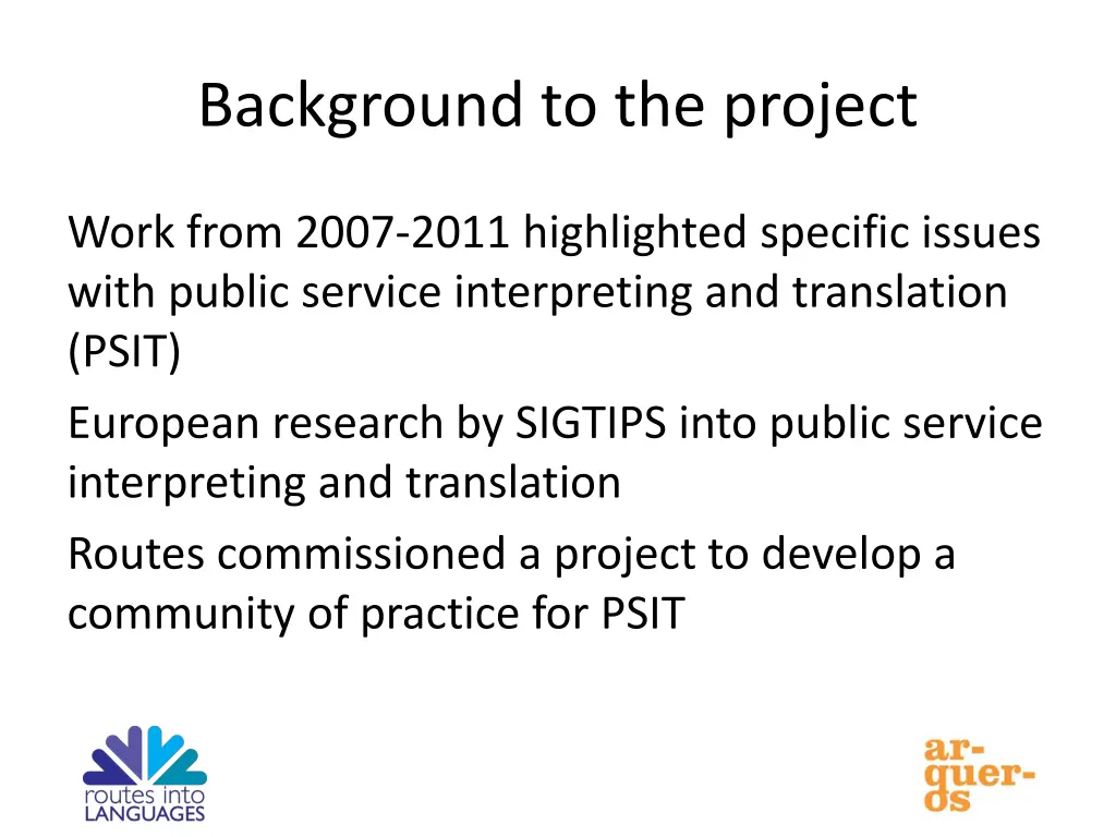 background to the project
