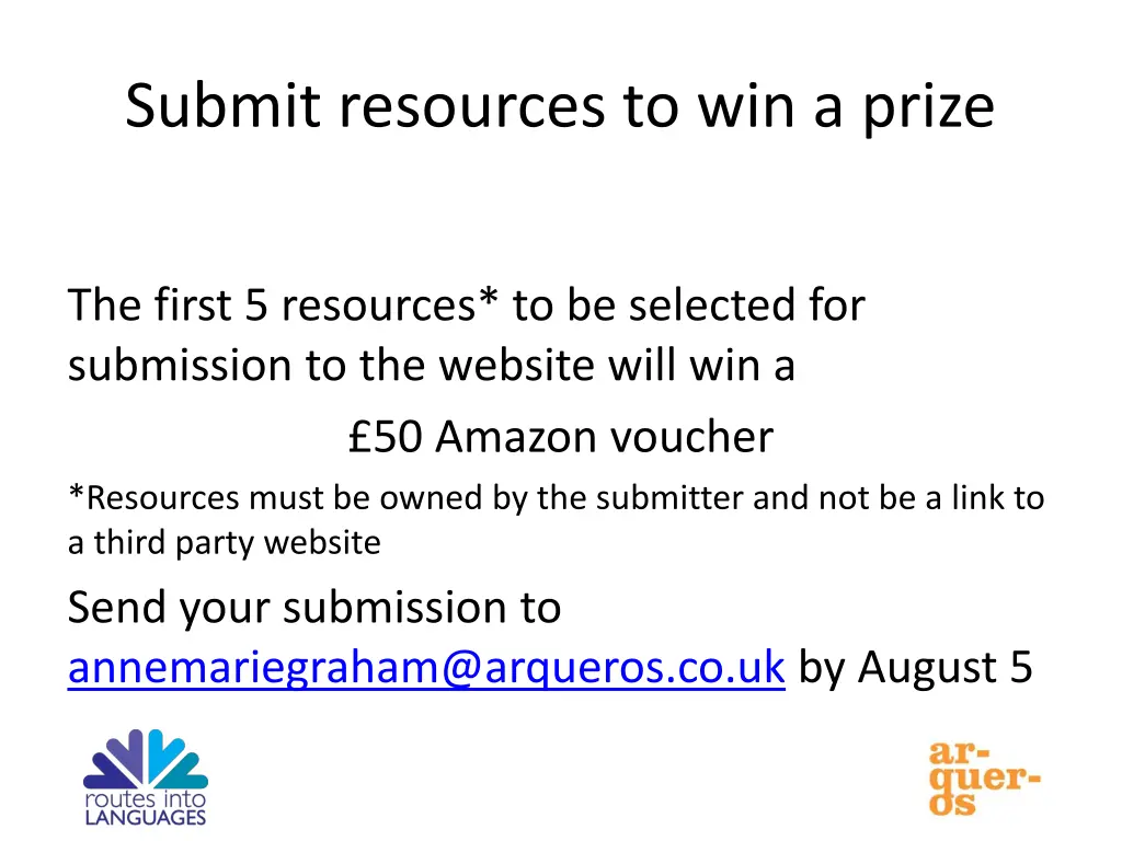 submit resources to win a prize