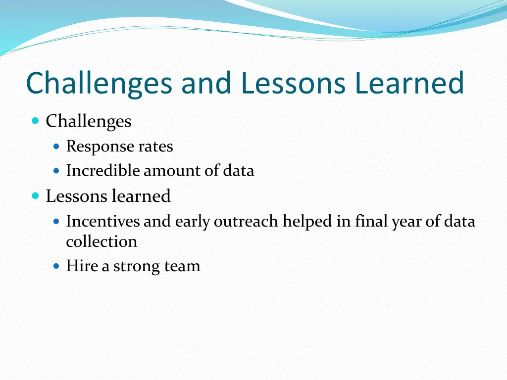 challenges and lessons learned