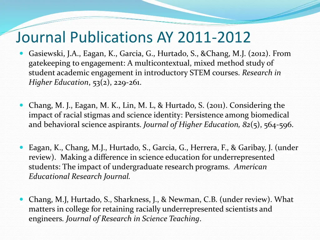 journal publications ay 2011 2012 gasiewski