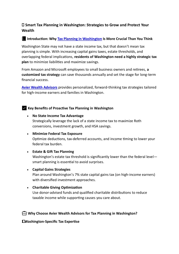 smart tax planning in washington strategies
