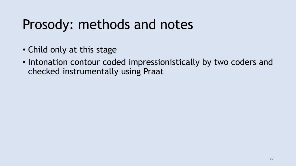 prosody methods and notes