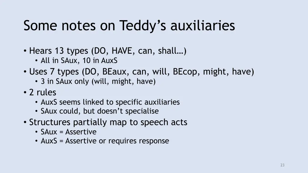 some notes on teddy s auxiliaries