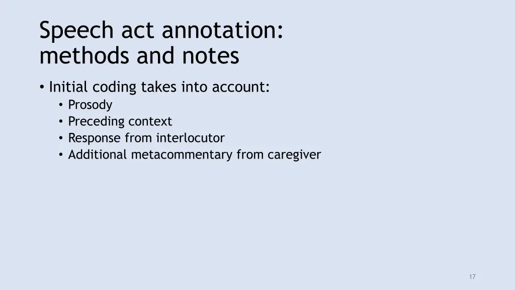 speech act annotation methods and notes